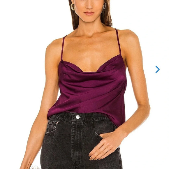 Lovers & Friends Raya Royal Plum Sexy Flirty Purple Satin Camisole Sz S - Picture 4 of 7